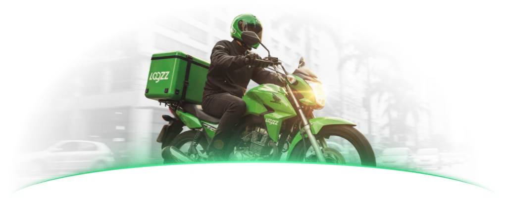 Entregador Loogz saindo para a entrega do pedido